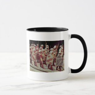 Taza Modelo funerario de soldados armados que marchan