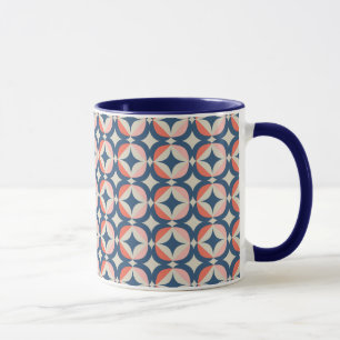 Taza Modelo geométrico azul y coralino