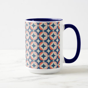 Taza Modelo geométrico azul y coralino