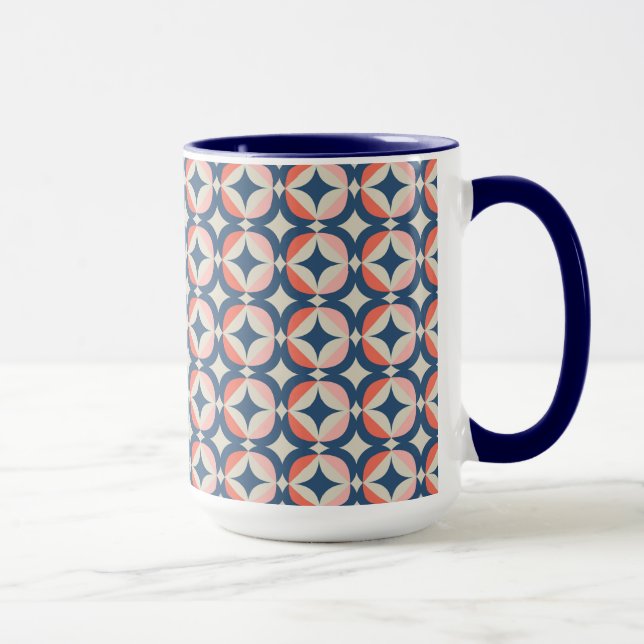 Taza Modelo geométrico azul y coralino (Derecha)