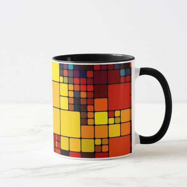 Taza Modelo geométrico del arco iris vibrante abstracto (Derecha)