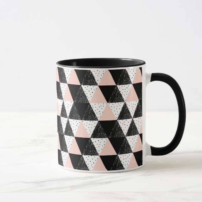 Taza Modelo geométrico dibujado mano del triángulo (Derecha)