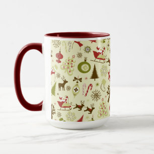 Taza Modelo inconsútil del bosquejo retro del navidad