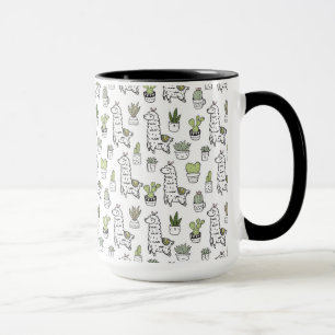 Taza Modelo lindo de la alpaca y del cactus