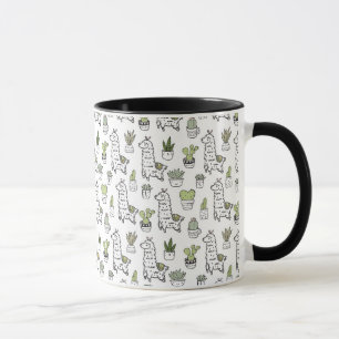 Taza Modelo lindo de la alpaca y del cactus