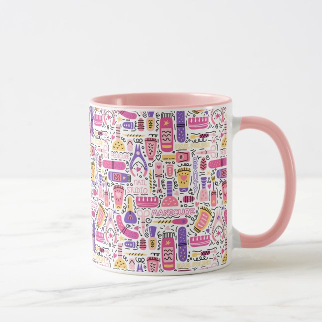 Taza Modelo lindo de la manicura del Doodle (Derecha)