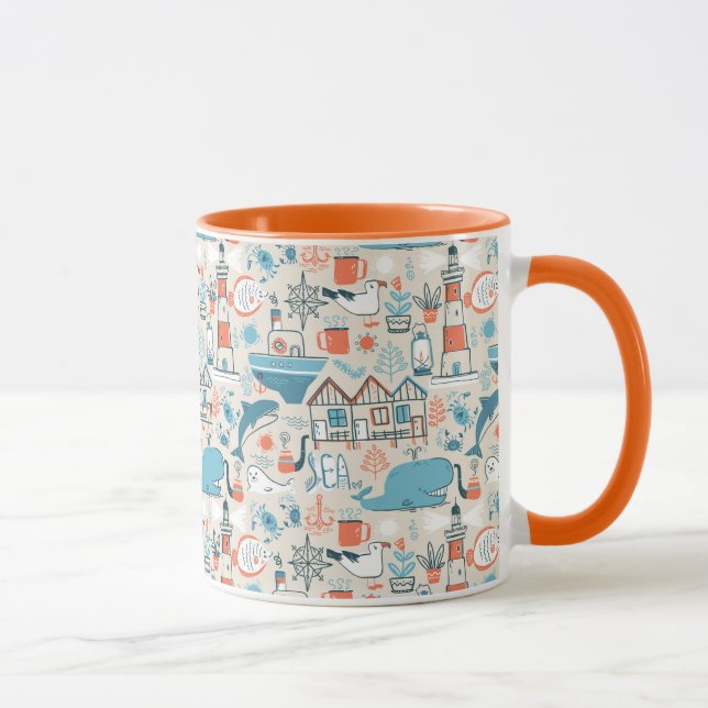 Taza Modelo lindo del Doodle de Mar del Norte (Derecha)