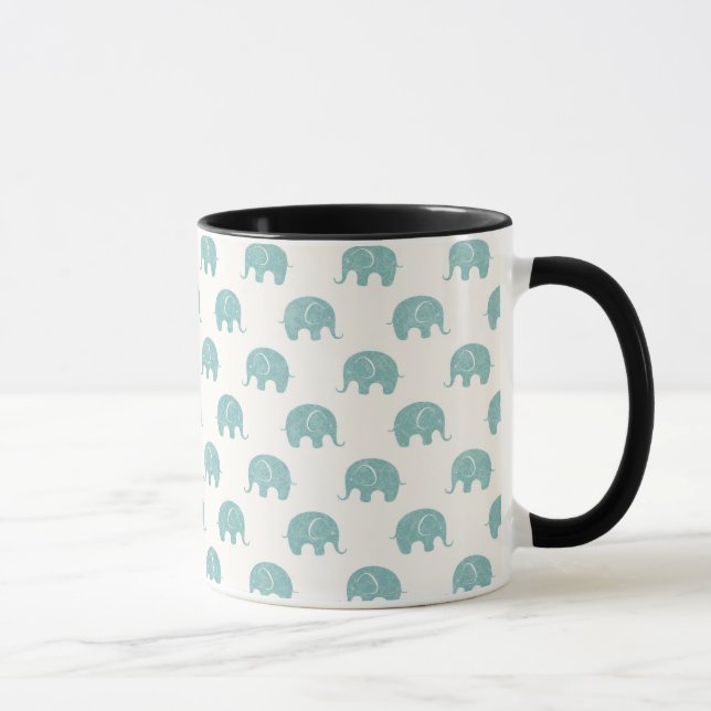 Taza Modelo lindo verde azulado del elefante (Derecha)