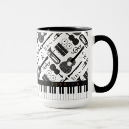 Taza Modelo M moderno de instrumentos musicales en blan