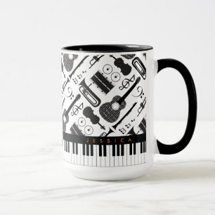 Taza Modelo M moderno de instrumentos musicales en blan