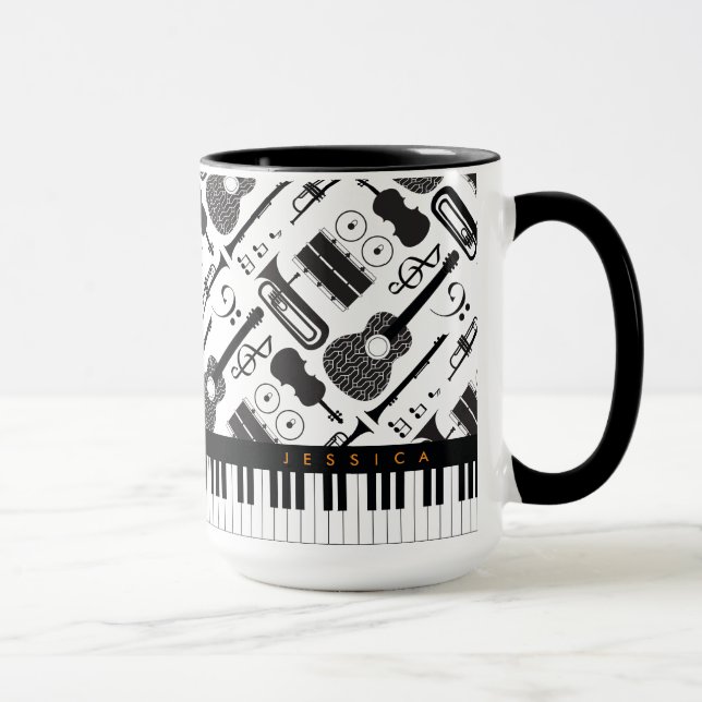 Taza Modelo M moderno de instrumentos musicales en blan (Derecha)