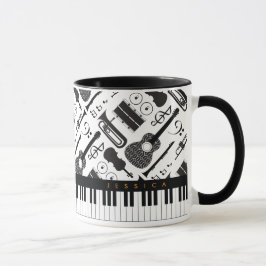 Taza Modelo M moderno de instrumentos musicales en blan