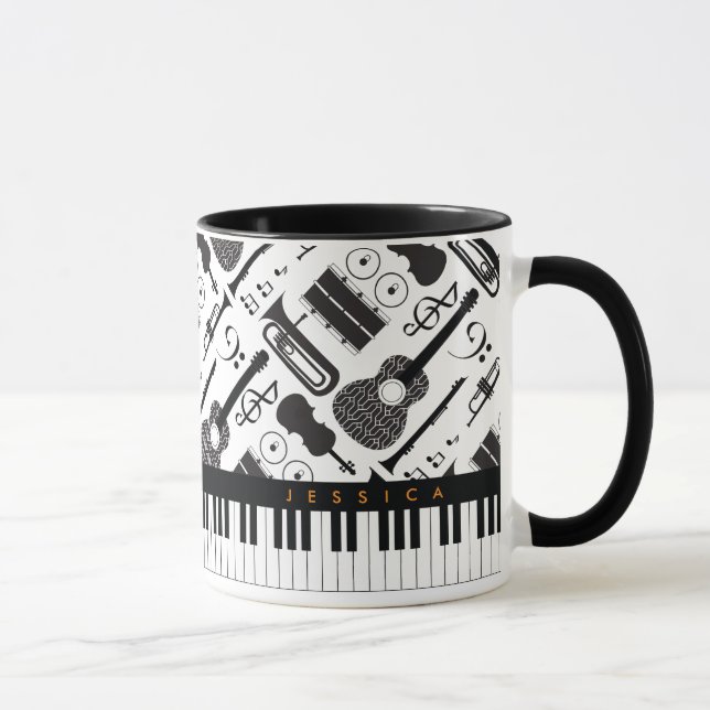 Taza Modelo M moderno de instrumentos musicales en blan (Derecha)