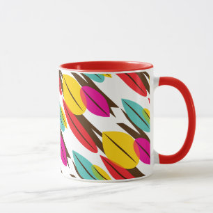 Taza Modelo multicolor retro abstracto de la hoja