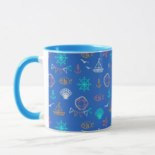 Taza Modelo náutico 1 del dibujo de tiza