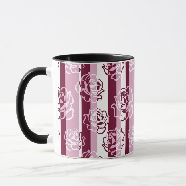 Taza Modelo rayado con los rosas (Izquierda)