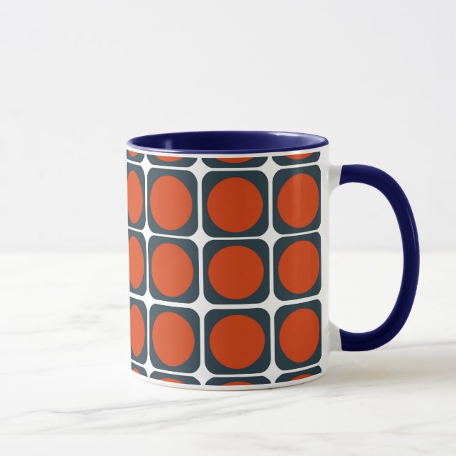 Taza modelo retro 70s en anaranjado y azul (Derecha)