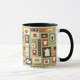 Taza Modelo retro con los platos de la cocina para el