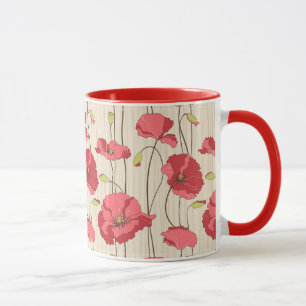 Taza Modelo retro de las amapolas