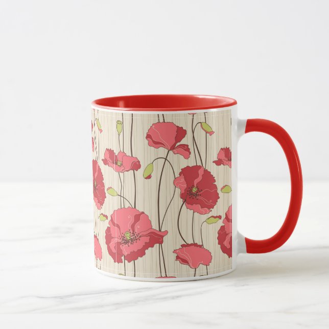 Taza Modelo retro de las amapolas (Derecha)