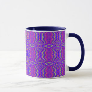 Taza Modelo retro del fractal de los años 60 púrpuras