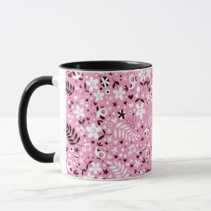 Taza modelo rosado lindo de los pájaros y de las flores