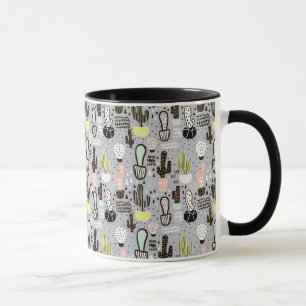 Taza Modelo texturizado dibujado mano del cactus