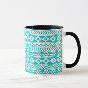 Taza Modelo tribal azteca del Grunge verde azulado
