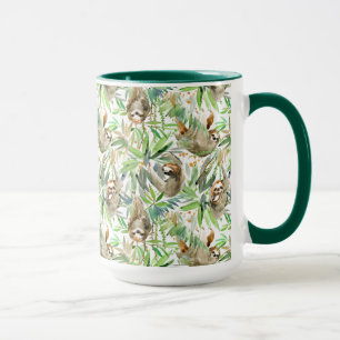 Taza Modelo tropical de la pereza de la acuarela
