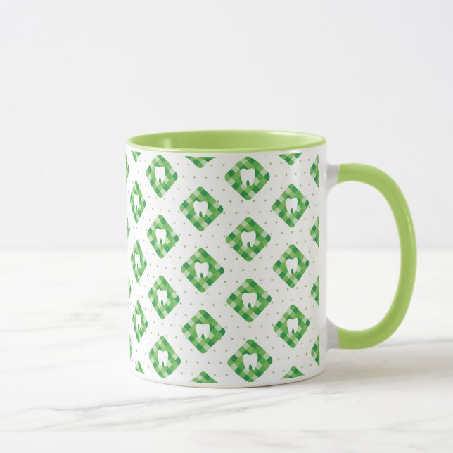 Taza Modelo verde del diente de la tela escocesa (Derecha)