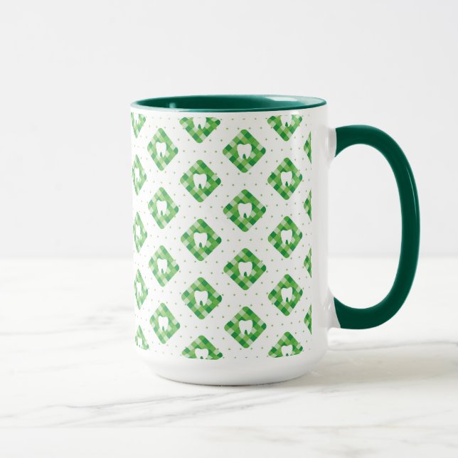 Taza Modelo verde del diente de la tela escocesa (Derecha)