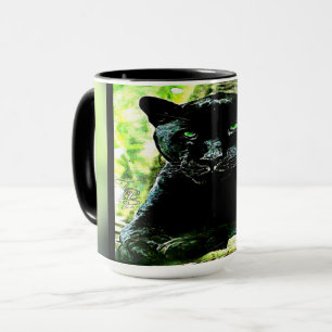 Taza Modelos Big Cat: Pantera negra de ojos verdes