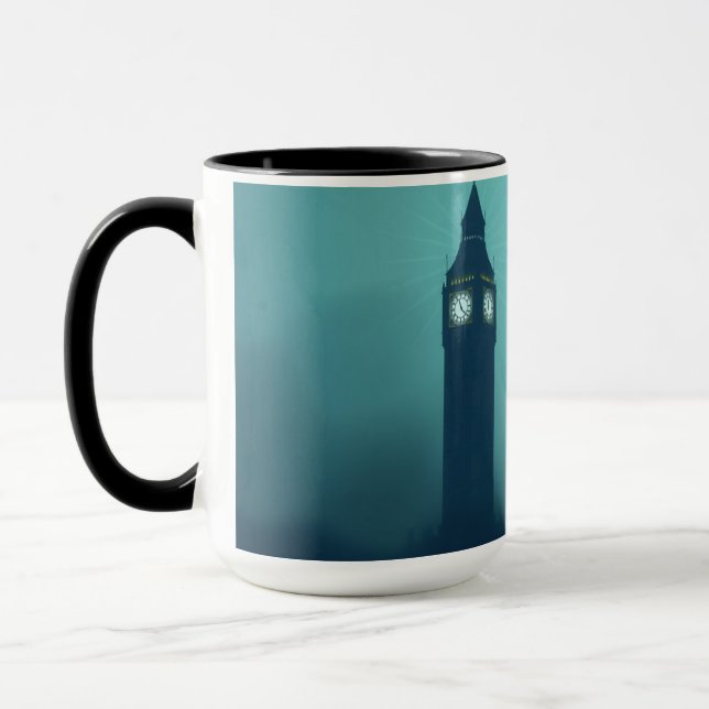 Taza Modern Art Deco London Foggy Skyline Custom (Izquierda)