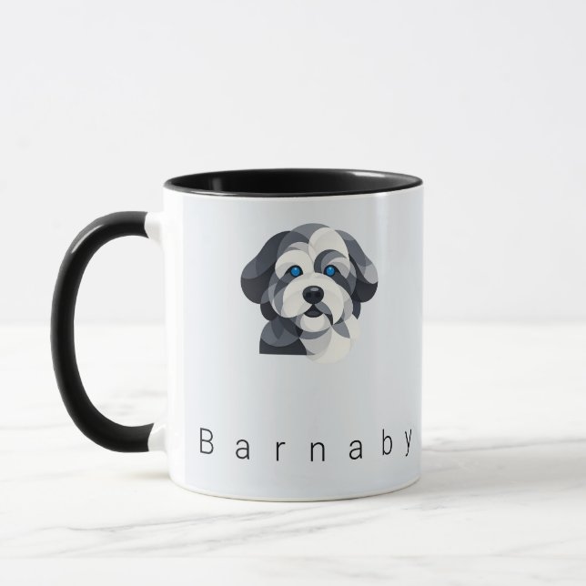 Taza Modern Aussiedoodle Art Mug - Blue Merle Geometric (Izquierda)