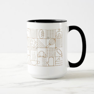 Taza Modern Bakery Pattern Mug - Elegant Gold Line Art