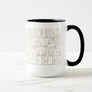 Taza Modern Bakery Pattern Mug - Elegant Gold Line Art
