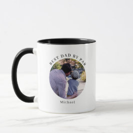 Taza Modern Best Dad By Par Personalized Photo Coffee