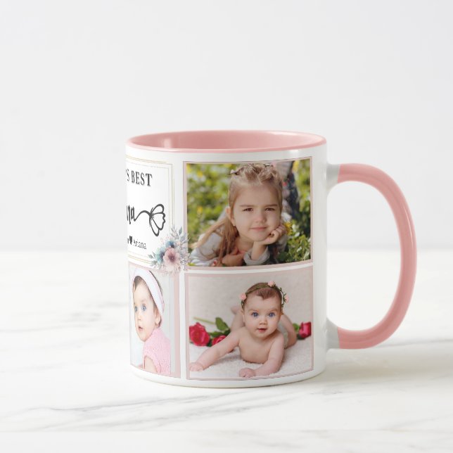Taza Modern Best Nana Custom Photo Collage Name Heart  (Derecha)