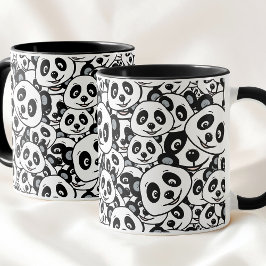 Taza Modern Black and White Cute Panda Bear Pattern