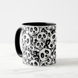 Taza Modern Black and White Cute Panda Bear Pattern