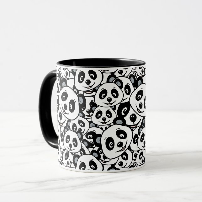 Taza Modern Black and White Cute Panda Bear Pattern (Anverso izquierdo)