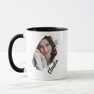 Taza Modern Brush Stroke Photo & Name Personalized