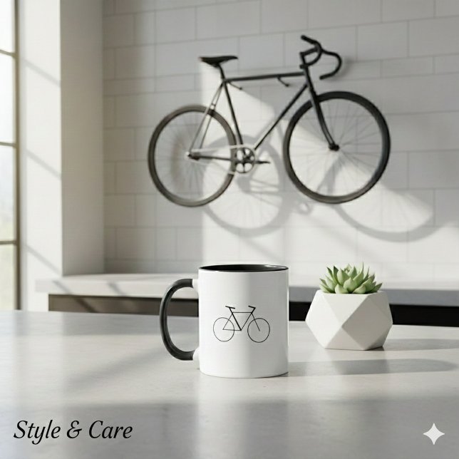 Taza Modern Combo Mug with Clean Bicycle Design (Modern Combo Mug with Clean Bicycle Design)