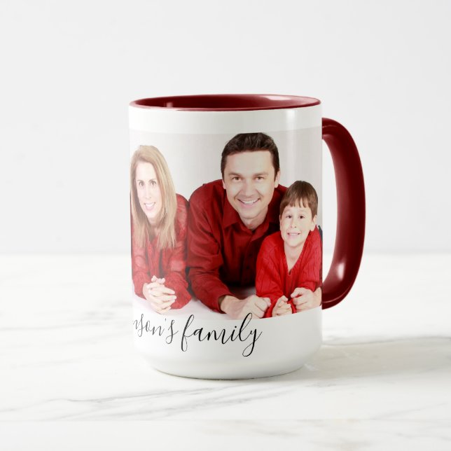 Taza Modern Custom Family Photo & Text  (Anverso derecho)