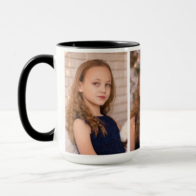 Taza Modern Custom Three Photo Collage (Izquierda)