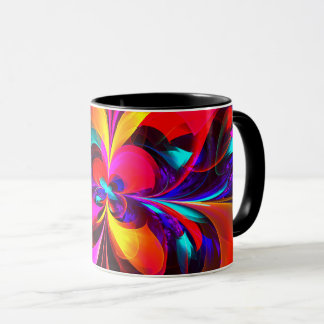Taza Modern Floral Resumen Arte Patrón Azul Rojo #07