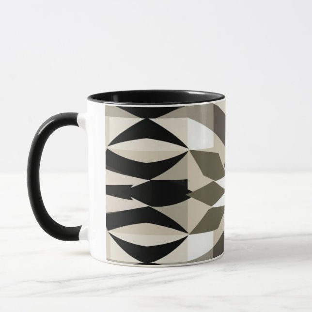 Taza Modern Geometric Coffee Mug | Neutral Earth Tone A (Izquierda)