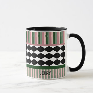 Taza Modern Geometric Sage Green Pink Personalized