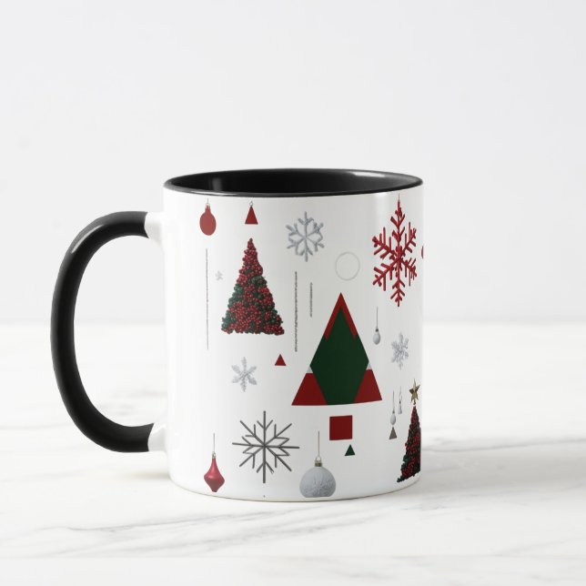 Taza Modern Geometric & Traditional Christmas Collage (Izquierda)