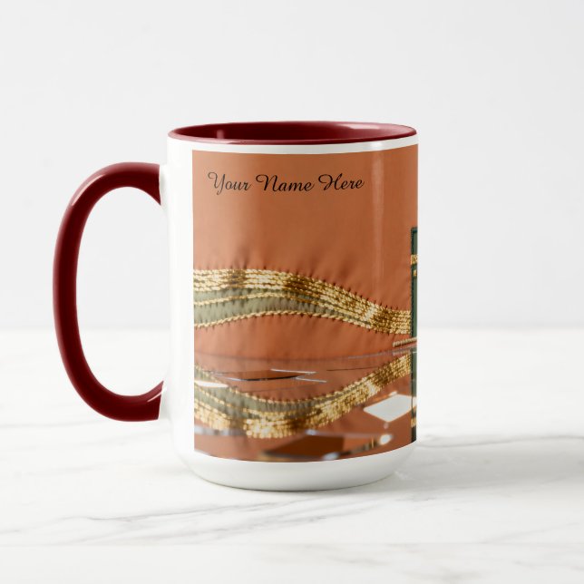 Taza Modern Kaabah Motif | Minimalist Luxury Gold (Izquierda)